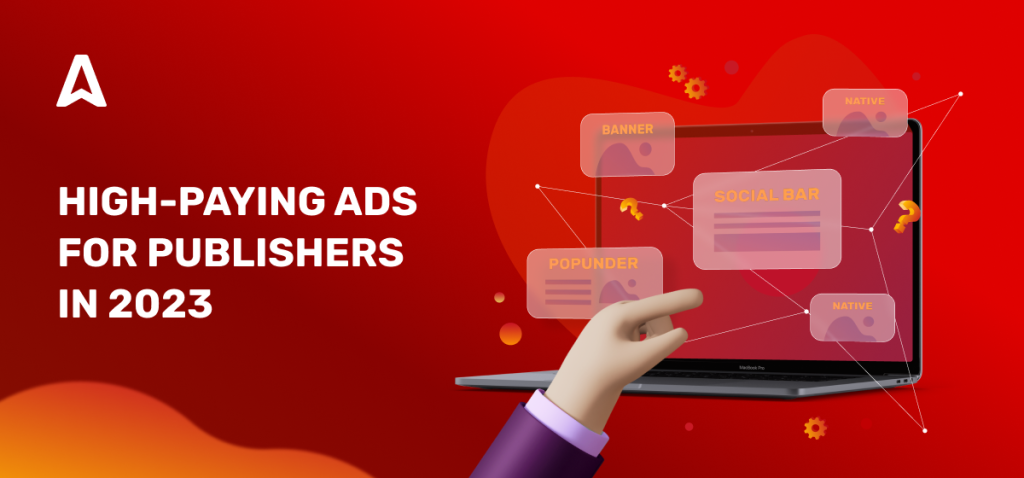 Adsterra offers various ad formats including popunder ads, in-page push ads, display banners, native advertising, and social bar review